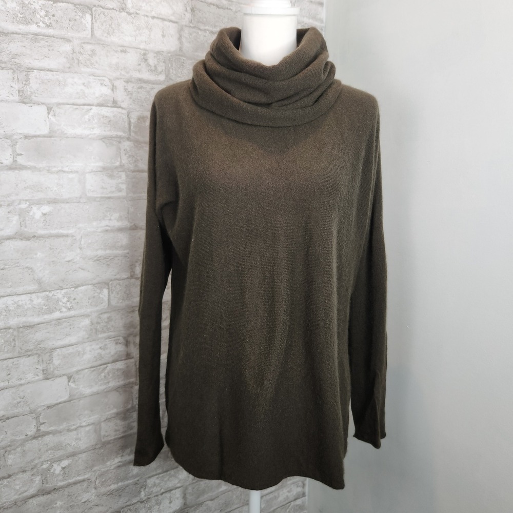Vince Cashmere Cowl Neck Sweater Chocolate Brown Minimalist Quiet Luxury Size M
